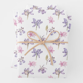 Set von 3 Hübschen Englisch Wildblume Garden Gesch Geschenkpapier Set