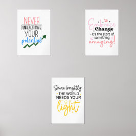 Set von 3 Inspiration-Zitat-Printen - Motivierend