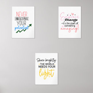 Set von 3 Inspiration-Zitat-Printen - Motivierend