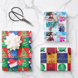 Set von 3 Kids Art Drawing and Foto Collages Geschenkpapier Set