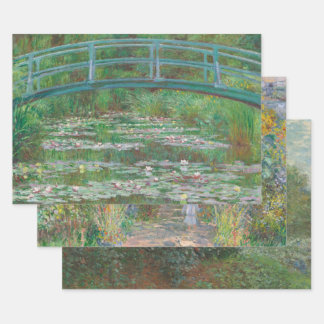 Set von 3 Monet Malereien Weihnachten Geschenkpapier Set