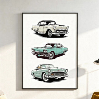 Set von 3 Oldtimer. Poster
