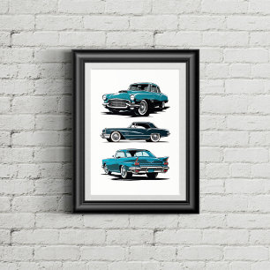 Set von 3 Oldtimer. Poster
