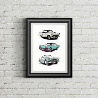 Set von 3 Oldtimer. Poster