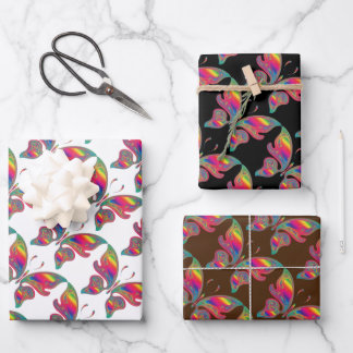 Set von 3 Regenbogenschmetterlingen Geschenkpapier Set