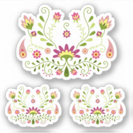 Set von 3 rosa Traditionelles mexikanisches Flora Aufkleber