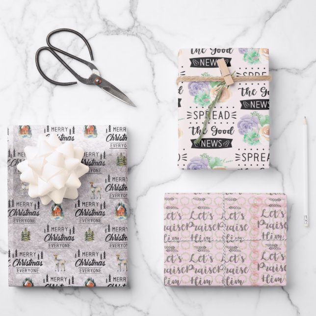 Set von 3 Umschlagpapier Geschenkpapier Set (Vorderseite)