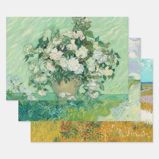 Set von 3 Van Gogh Gemälde Weihnachten Geschenkpapier Set (Set)