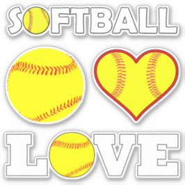 Set von 4 FastPech Softball Player Liebe Sports Aufkleber