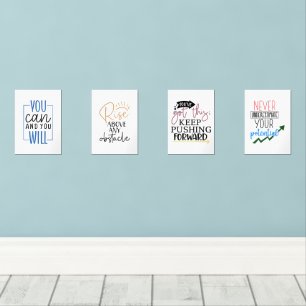 Set von 4 Inspiration-Zitat-Printen - Motivierend