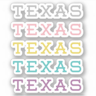 Set von 5 Pastellfarben Texas, Texas, Texas Custom Aufkleber