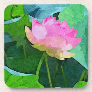 Set von 6 Cork Back Untersetzer Pink Lotus Abstrak