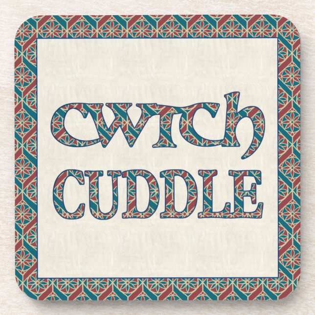 Set von 6 Cork Untersetzer mit walisischem Cwtch u (Vorderseite)