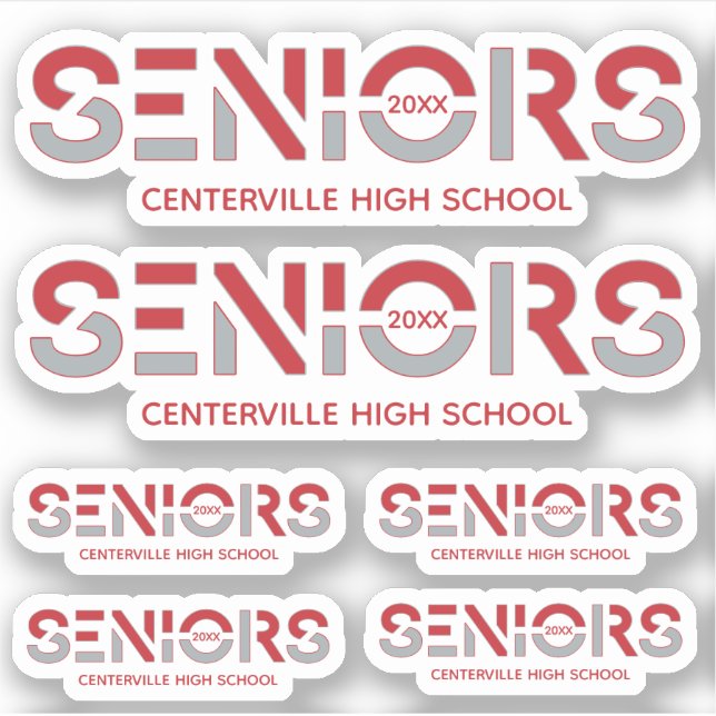 Set von 6 Farbsendern in Rot und Silber Aufkleber (Vorderseite)