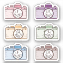 Set von 6 Oh schläfst! Pastel Cameras Stickers