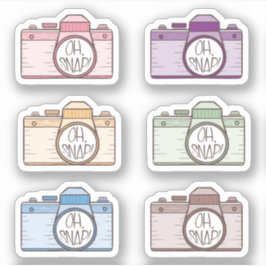 Set von 6 Oh schläfst! Pastel Cameras Stickers Aufkleber