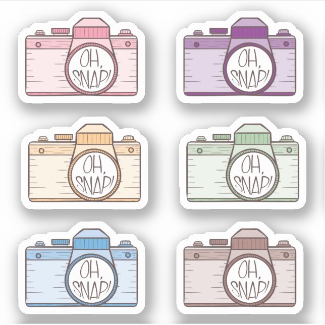 Set von 6 Oh schläfst! Pastel Cameras Stickers Aufkleber (Vorderseite)