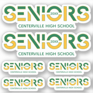 Set von 6 rot-gelb zweifarbigen Senioren geschnitt Aufkleber