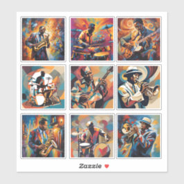 Set von 9 Jazz Musician Stickers Aufkleber