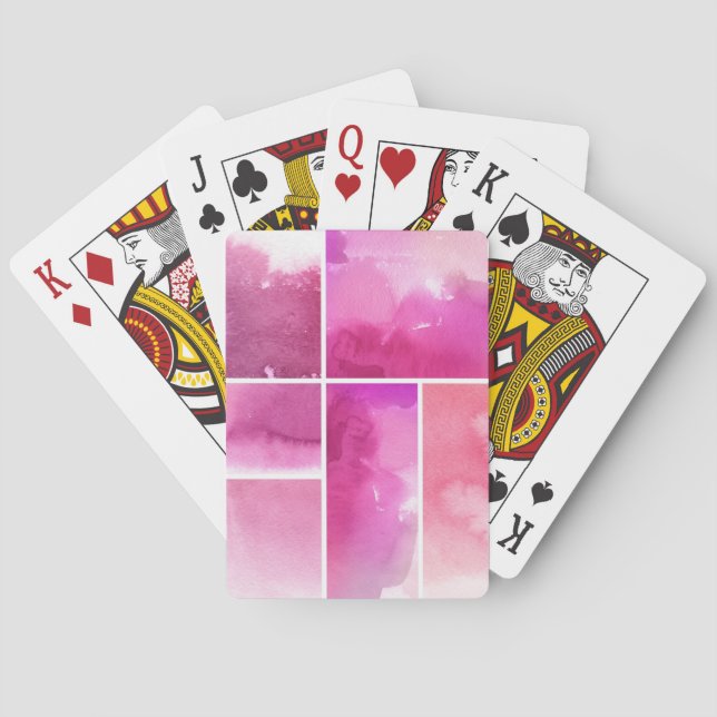 Set von Aquarell abstrakt bemalt 3 Spielkarten (Rückseite)