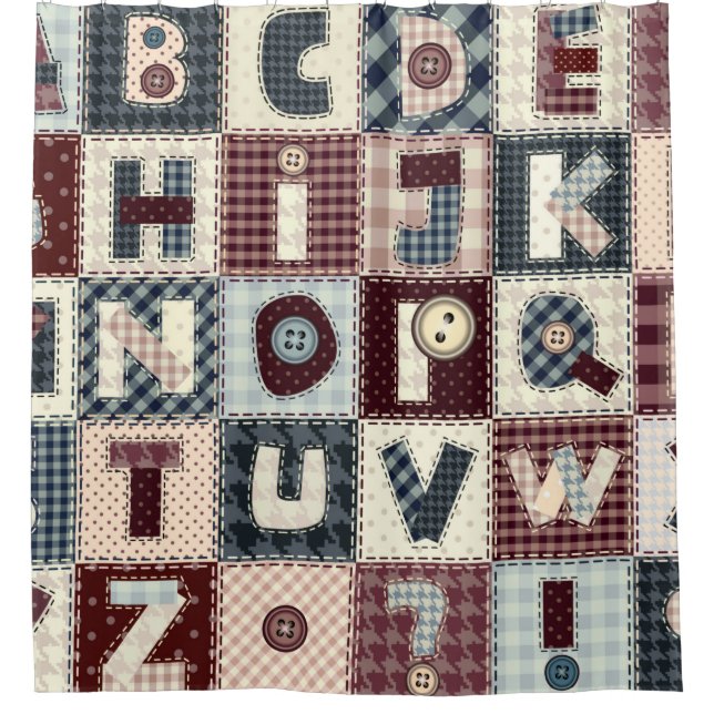 Set von Buchstaben im Patchwork-Stil. Mai b Duschvorhang (Vorderseite)