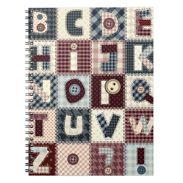 Set von Buchstaben im Patchwork-Stil. Mai b Notizblock (Vorderseite)