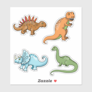 Set von Dinosaurier Stickers Niedlich T-Rex Bronto Aufkleber