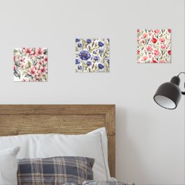 Set von Drei eleganten Blumendrucken