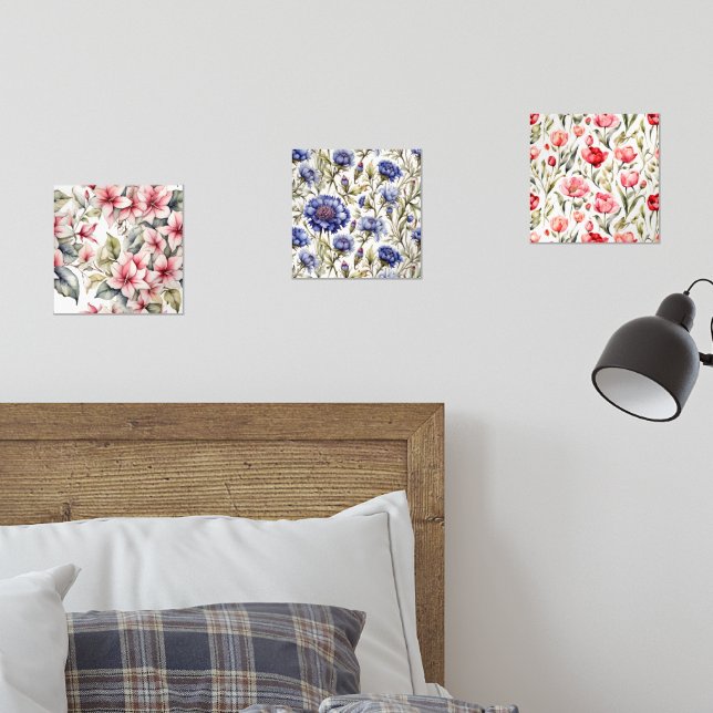 Set von Drei eleganten Blumendrucken (Schlafzimmer)