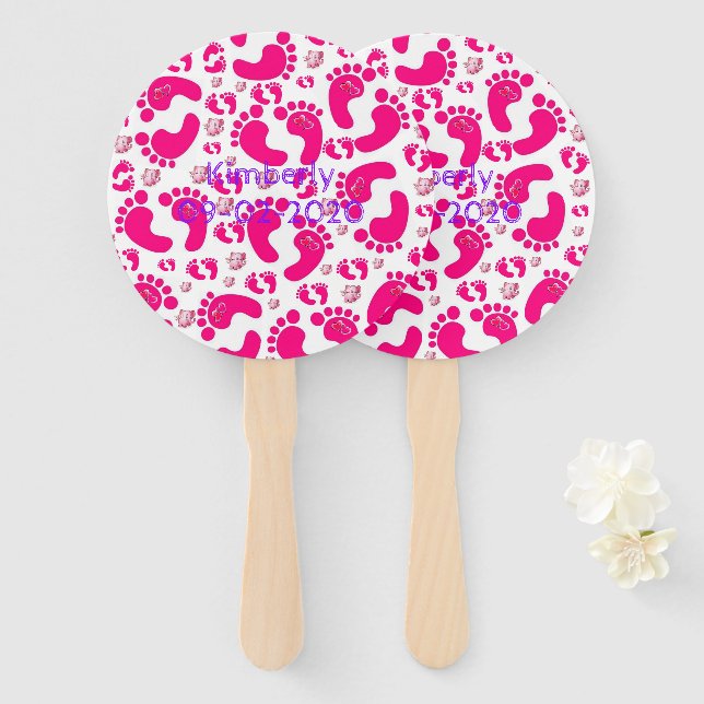 Set von Fans Baby Pink Feet Girl Fächer (Vorne und Hinten)