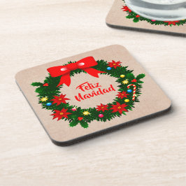 Set von Feliz Navidad Merry Christmas Plastic, Cor Getränkeuntersetzer