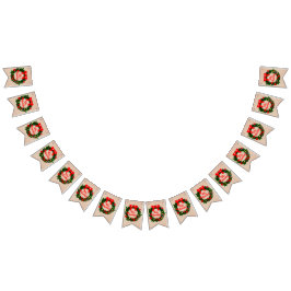 Set von Feliz Navidad Merry Christmas Wreath Bow Wimpelkette
