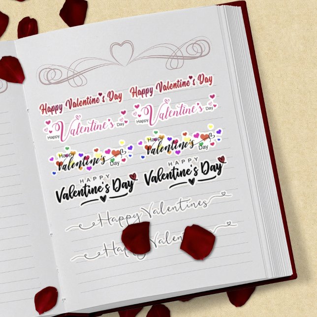 Set von Happy Valentines Day Script Vinyl Sticker (Von Creator hochgeladen)
