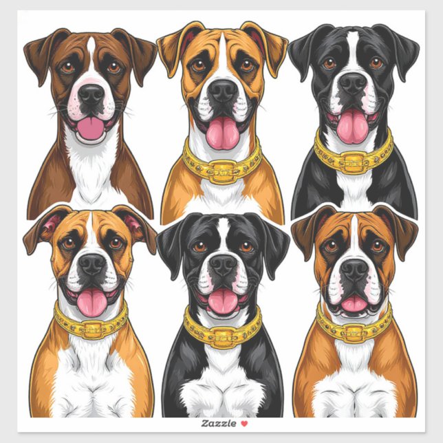 Set von Hunde-Aufklebern mit detaillierter Darstel Aufkleber (Blatt)