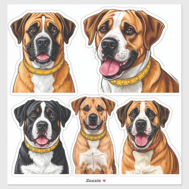 Set von Hunde-Aufklebern mit detaillierter Darstel Aufkleber (Blatt)