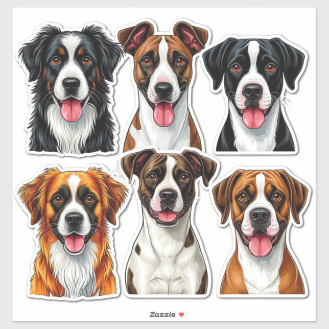 Set von Hunde-Aufklebern mit detaillierter Darstel Aufkleber (Blatt)
