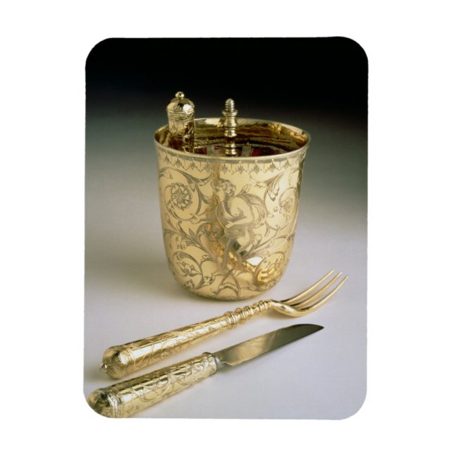 Set von Messer, Gabel, Löffel und Becherglas, Magnet (Vertikal)