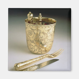 Set von Messer, Gabel, Löffel und Becherglas, Magnet