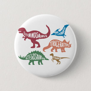 Set von Silhouetten verschiedener Dinosaurier Button