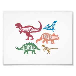 Set von Silhouetten verschiedener Dinosaurier Fotodruck