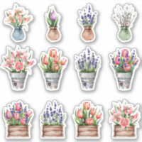 Set von Sträuchern aus Blume in Töpfchen