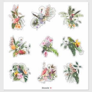 Set von tropischen Blume, Blätter aus Palmen und V Aufkleber