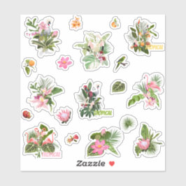 Set von tropischen Blume, Blätter aus Palmen und V Aufkleber