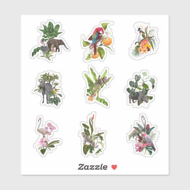 Set von tropischen Blume, Blätter aus Palmen und V Aufkleber (Blatt)