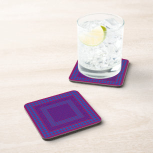 Set von Untersetzer, Lila und blauen Karos und Oge Getränkeuntersetzer