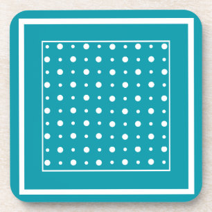 Set von Untersetzer, Polka Dots, weiß auf Aquamari Untersetzer
