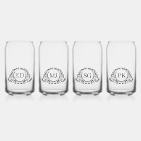 Set von vier Vintagen Circle Frame Monogramm
