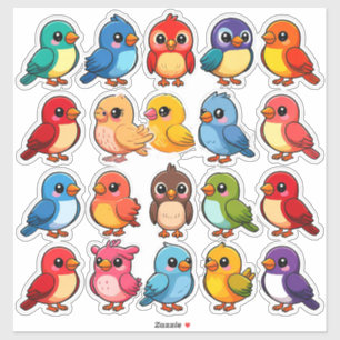 Set von Vögeln Niedlichen Cartoon Aufkleber