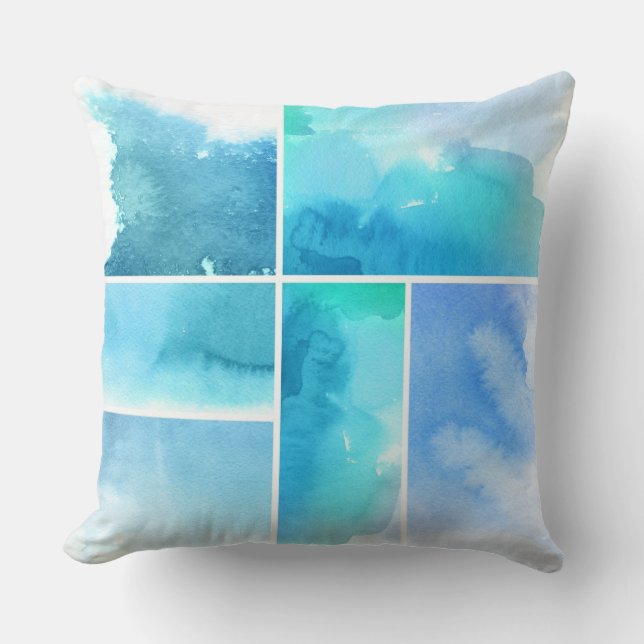 Set von Watercolor abstrakte handgemalte 2 Kissen (Vorderseite)