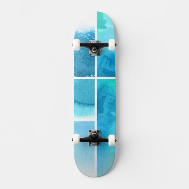 Set von Watercolor abstrakte handgemalte 2 Skateboard (Vorderseite)